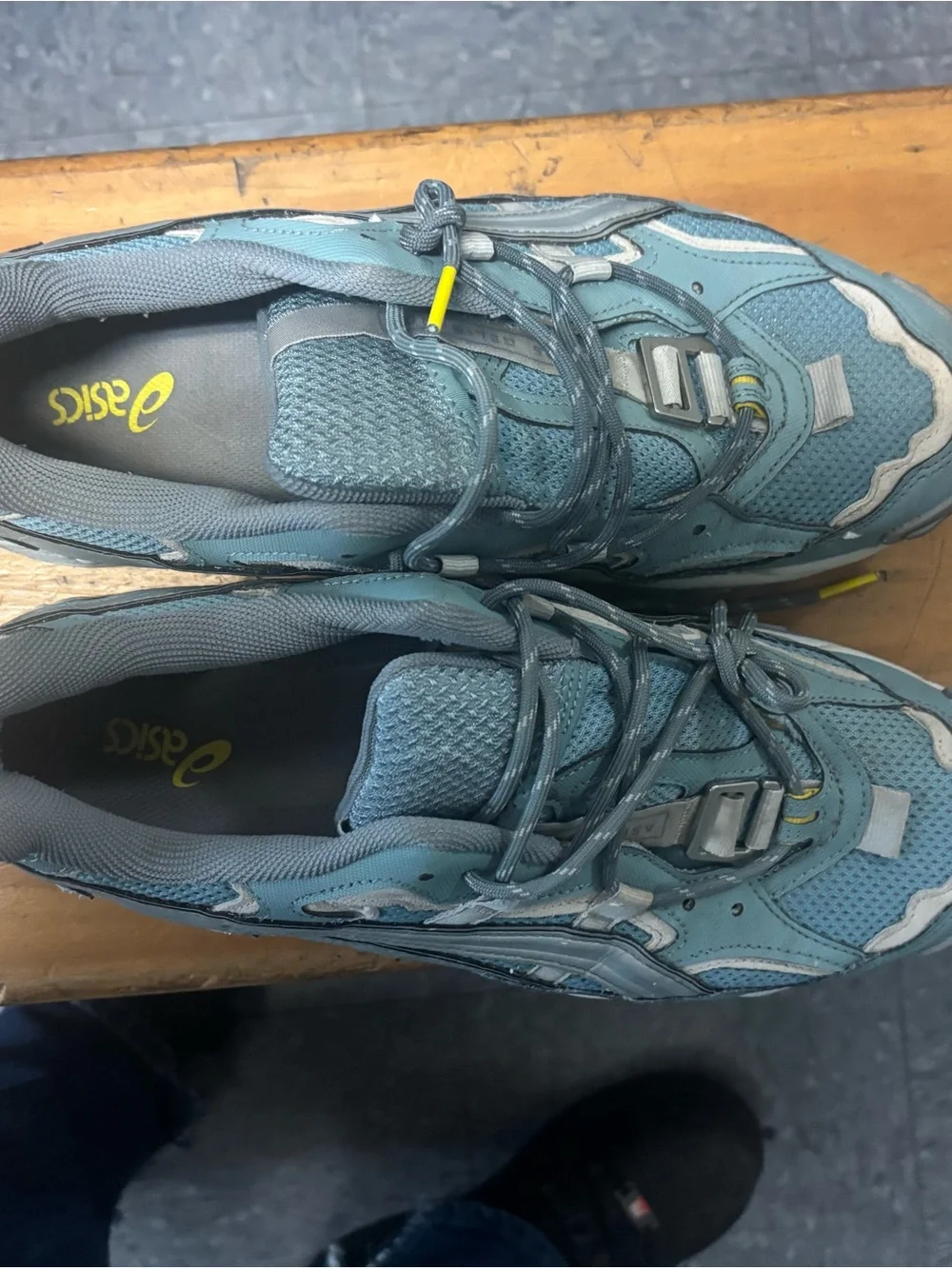 Asics Men's Sneakers in Steel Blue and Yellow Accent